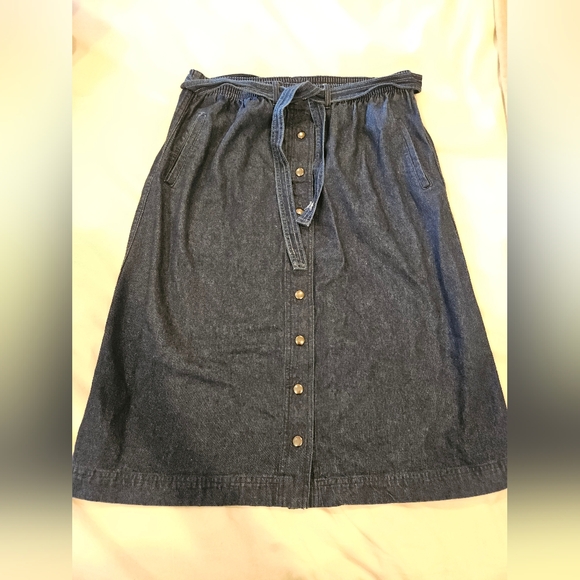 Eddie Bauer Dresses & Skirts - Eddie Bauer Vintage Denim Skirt From 1970's. Belt Tie Pockets 100% Cotton Midi.